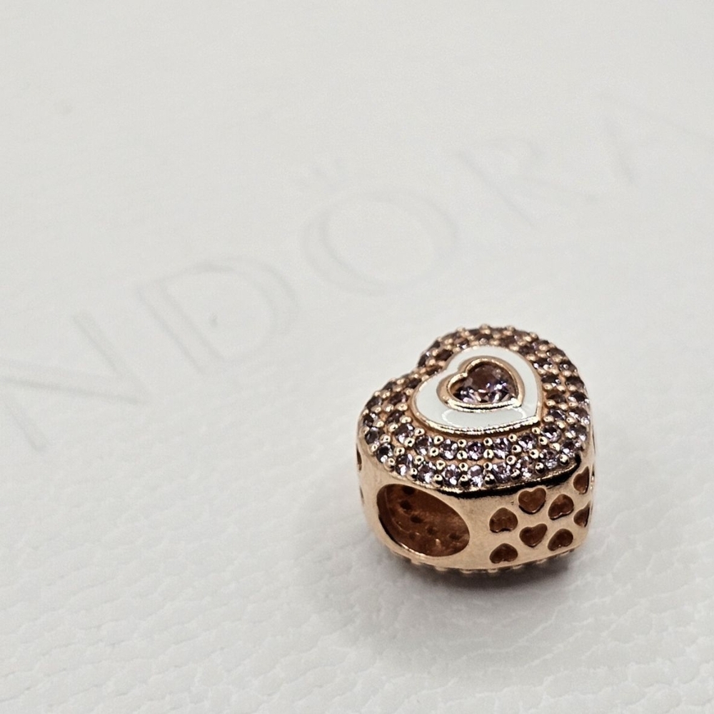 ❤️Authentic Pandora ⭐️RETIRED⭐️ ROSE HEART CHARM - Picture 4 of 7